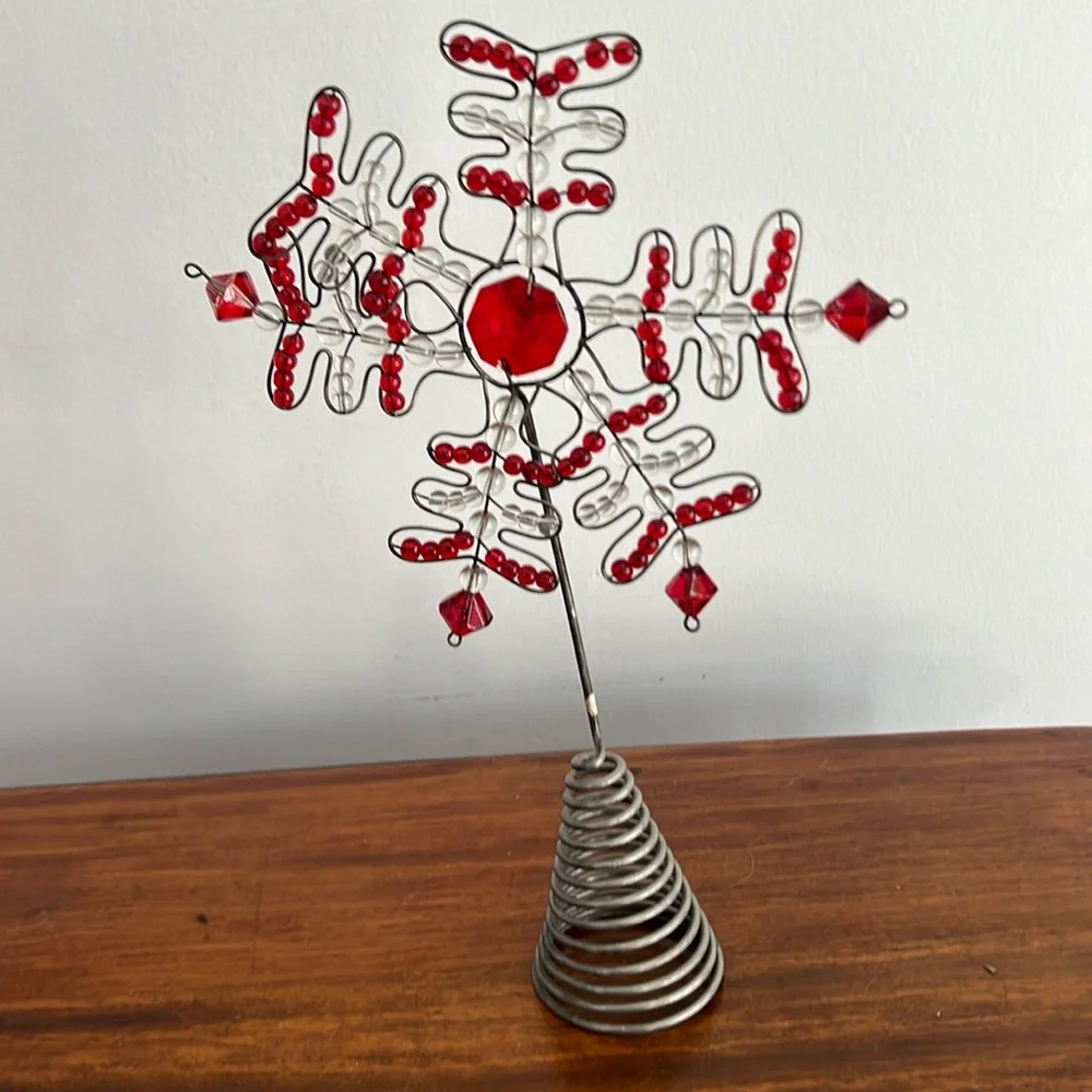 Restoration Hardware Red and Clear Beaded Tree Topper